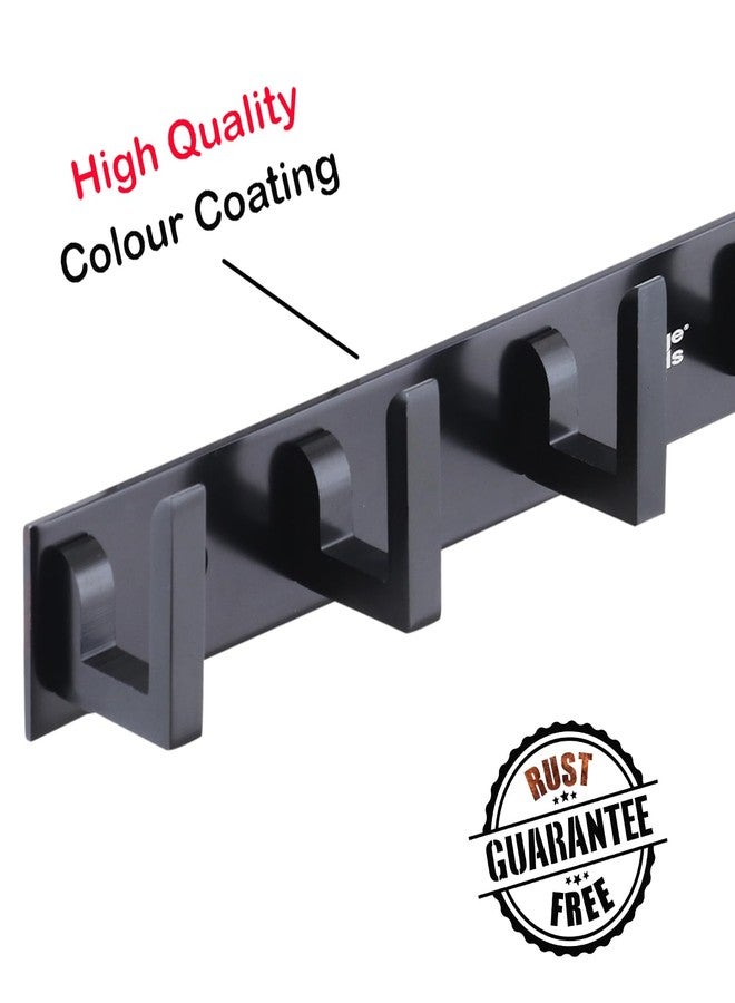 HingeMinds Aluminium Cloth Hanger for Wall, Clothes Hook Hangers Door Mounted, Bathroom Hooks for Hanging Towel, Wall Mount Shirt Hangers, Dress Holder Hooks - 6 Pin-XL, Pack of 2, Black - Image 5